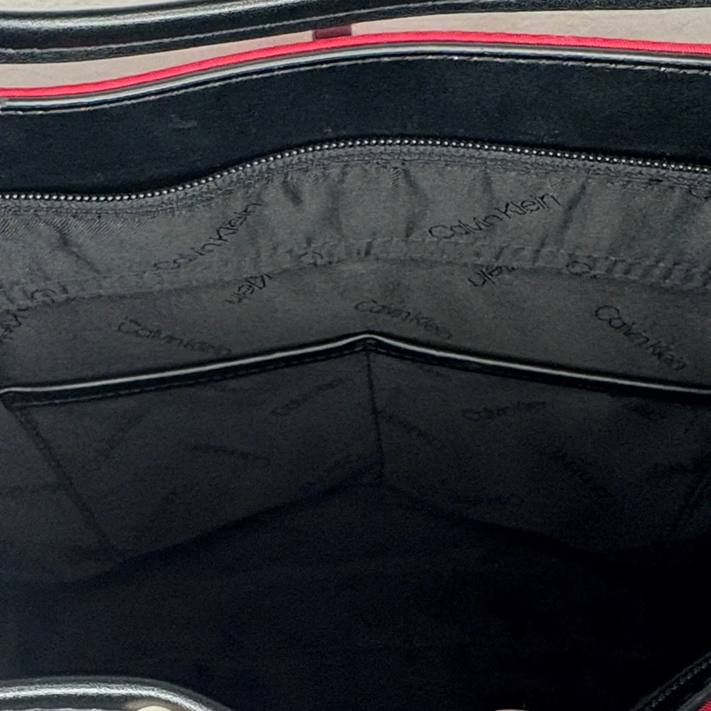Calvin Klein Red Clear PVC Tote with Black Handles
